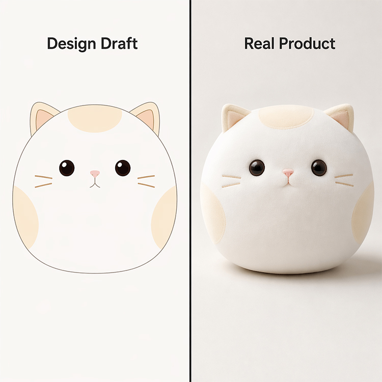 spherical cat-shaped plush toy