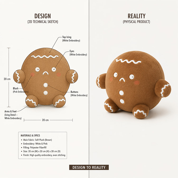 Chubby Christmas Gingerbread Plush Toy discount