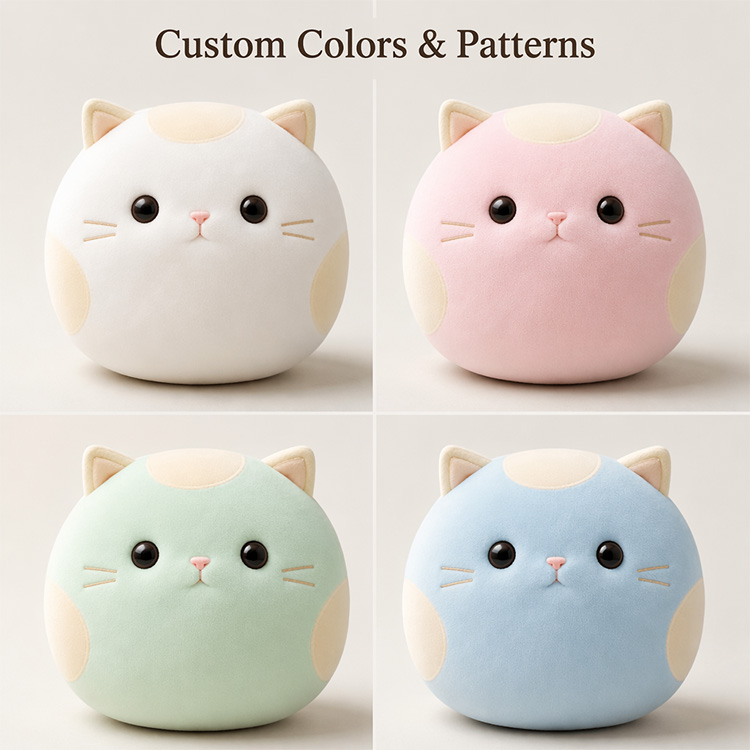 spherical cat-shaped plush toy