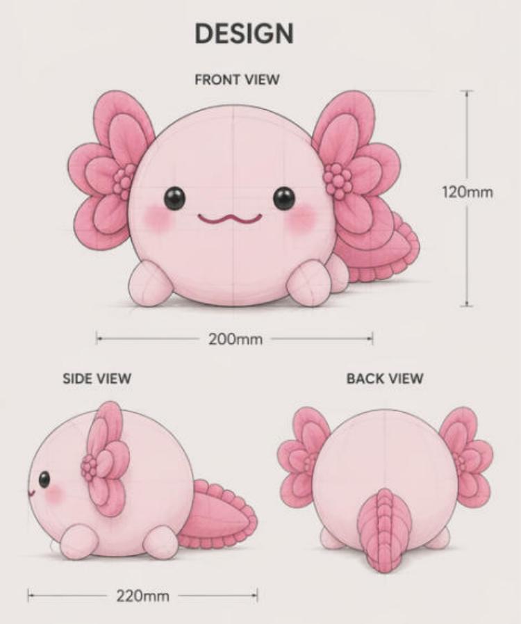 Geometric Style Axolotl Plush Toy discount