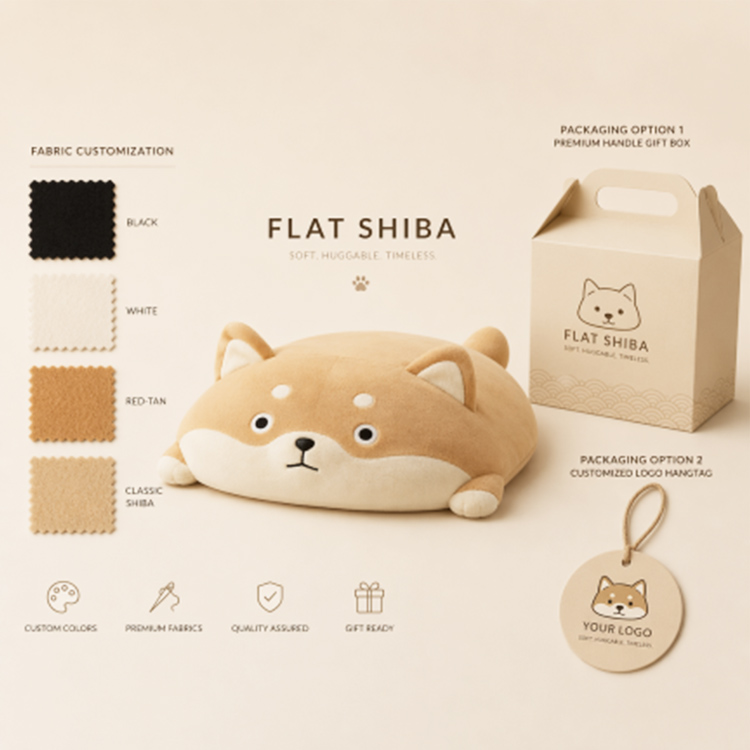 Flat Shiba Inu Cuddle Plush Pillow