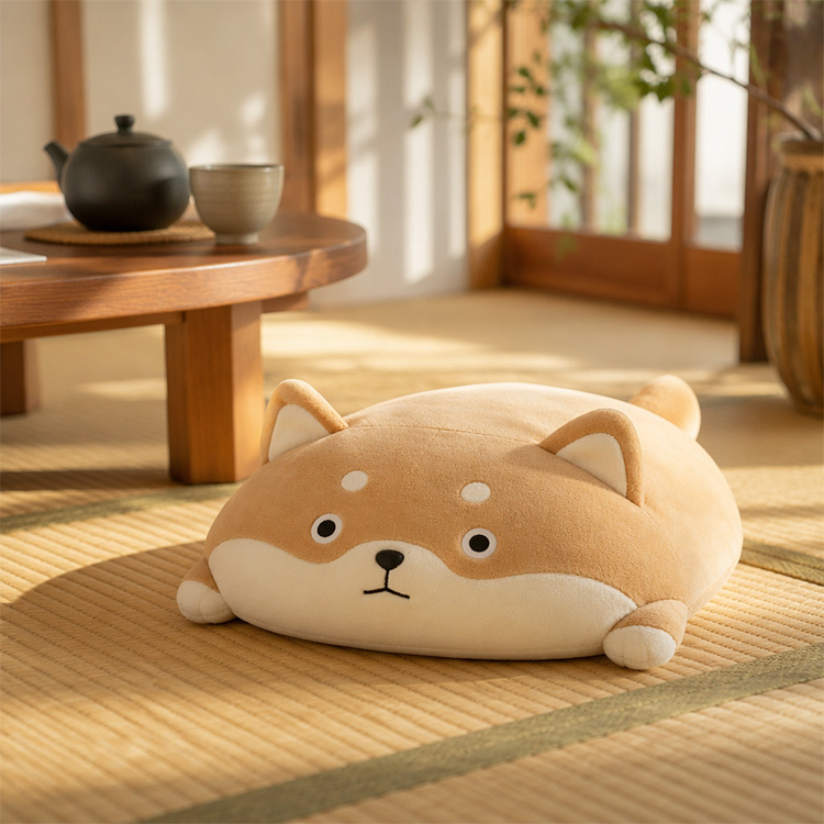 Flat Shiba Inu Cuddle Plush Pillow