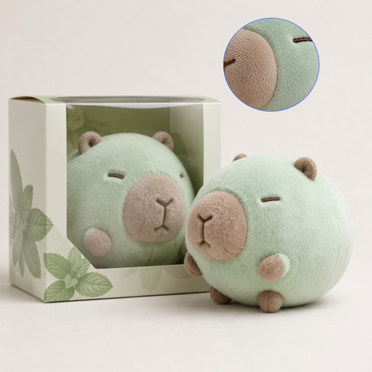 Mint Green Round Capybara Plush Cuddle Pillow