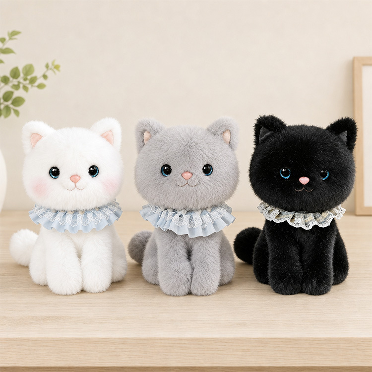 Fluffy Lace Collar Cat Plush Toy
