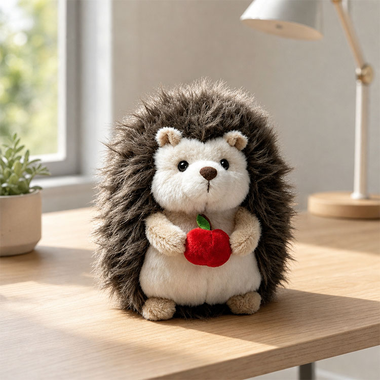 Hedgehog Stuffed Animal with Apple