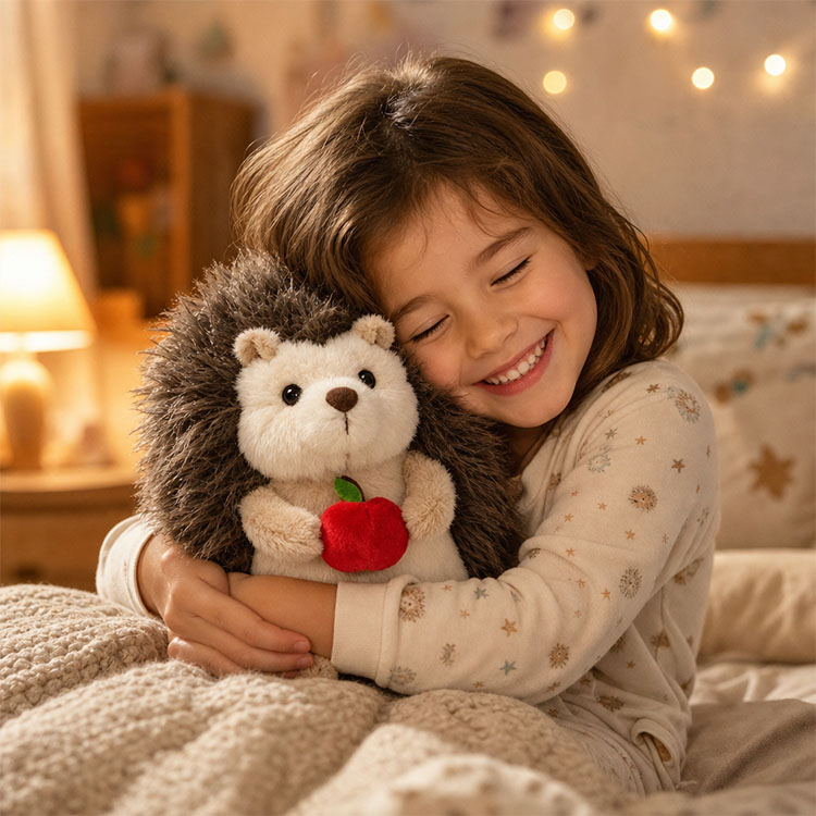 Hedgehog Stuffed Animal with Apple